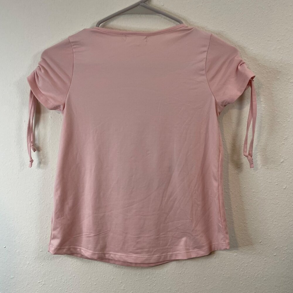 Btween Girls Pink Unicorn Club Sequin Tie-Sleeve T-Shirt Size 10 - Picture 7 of 11